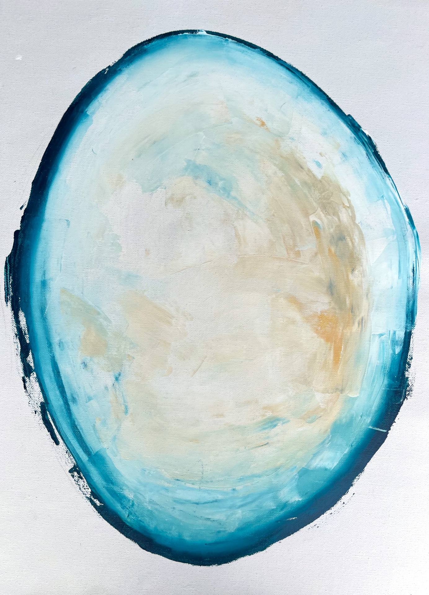 Creative Reset — teal and blue painted oval on canvas